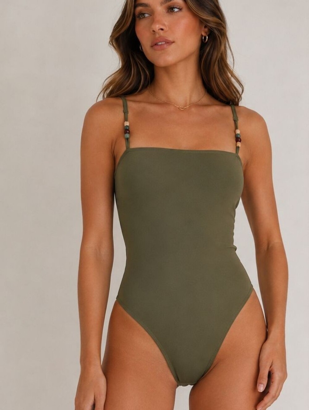 WILO Womens Olive Green One-Piece Swimsuit Size M